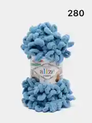 Голубой пряжа турецкая Alize puffy/ петельки / пряжа пальцами / микрополиэстер/ ализе пуффи