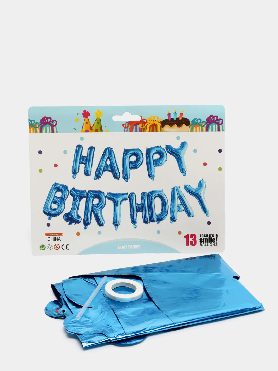 Синий набор воздушных шаров гирлянда "Happy Birthday"