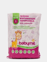 Пеленки впитывающие одноразовые Babymil "Эконом", 60 х 40 см, 5 штук