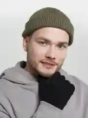 Перчатки мужские вязанные двойные чёрные, зимние
