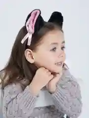Черный ободок плюшевый на голову "Кошачьи ушки" с колокольчиками, повязка плюшевая на голову