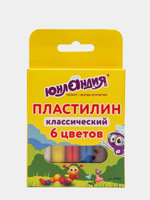 Пластилин классический "Юнландик-скульптор", 6 цветов, 120 г, Юнландия