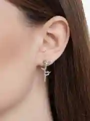 Серебряный серьги гвоздики Ветка