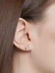 Золотой серьги с серебряным основанием S925
