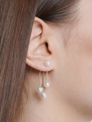 Серьги с подвеской из жемчуга,фианита