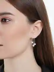 Белый серьги с подвеской из жемчуга,фианита