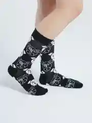 Черный черные и белые носки с рисунком кошка, собака