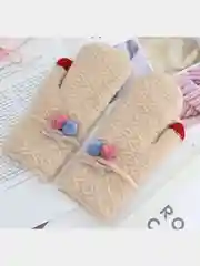 Бежевый варежки зимние женские