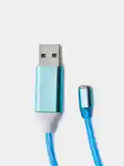 Синий кабель магнитный светящийся, коннекторы Lightning, Type-C, Micro-USB