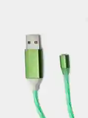 Зеленый кабель магнитный светящийся, коннекторы Lightning, Type-C, Micro-USB