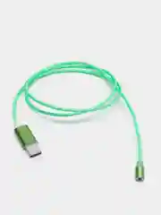 Зеленый кабель магнитный светящийся, коннекторы Lightning, Type-C, Micro-USB