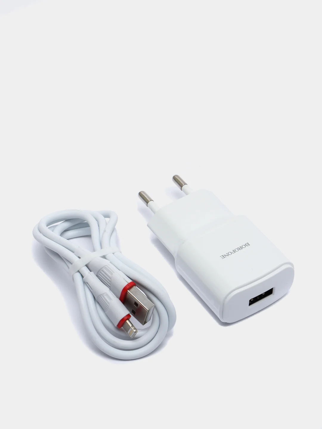 Белый зарядное устройство Borofone BA48A Orion с кабелем Lightning, 2.1A