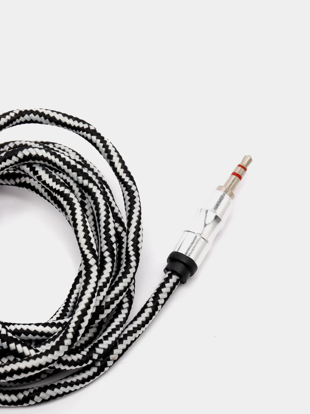 Черный аудио кабель AUX jack 3.5 мм аудиокабель аукс плетеный шнур 1.5м
