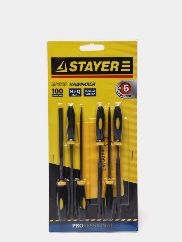 Набор надфилей STAYER 6 штук, 150 мм, в чехле, с двухкомпонентной ручкой
