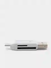 Белый картридер USB на Micro USB, SD-card, microSD, адаптер для телефона