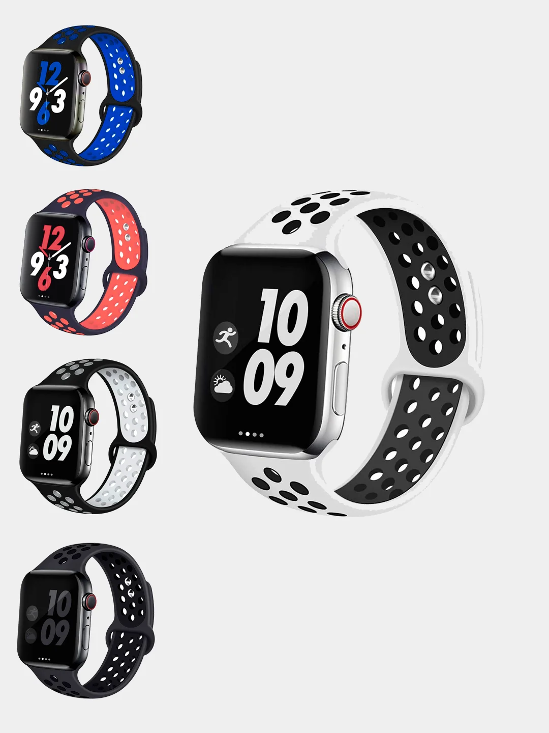 Белый спортивный силиконовый ремешок для Apple Watch 38 / 40 / 42 / 44 мм