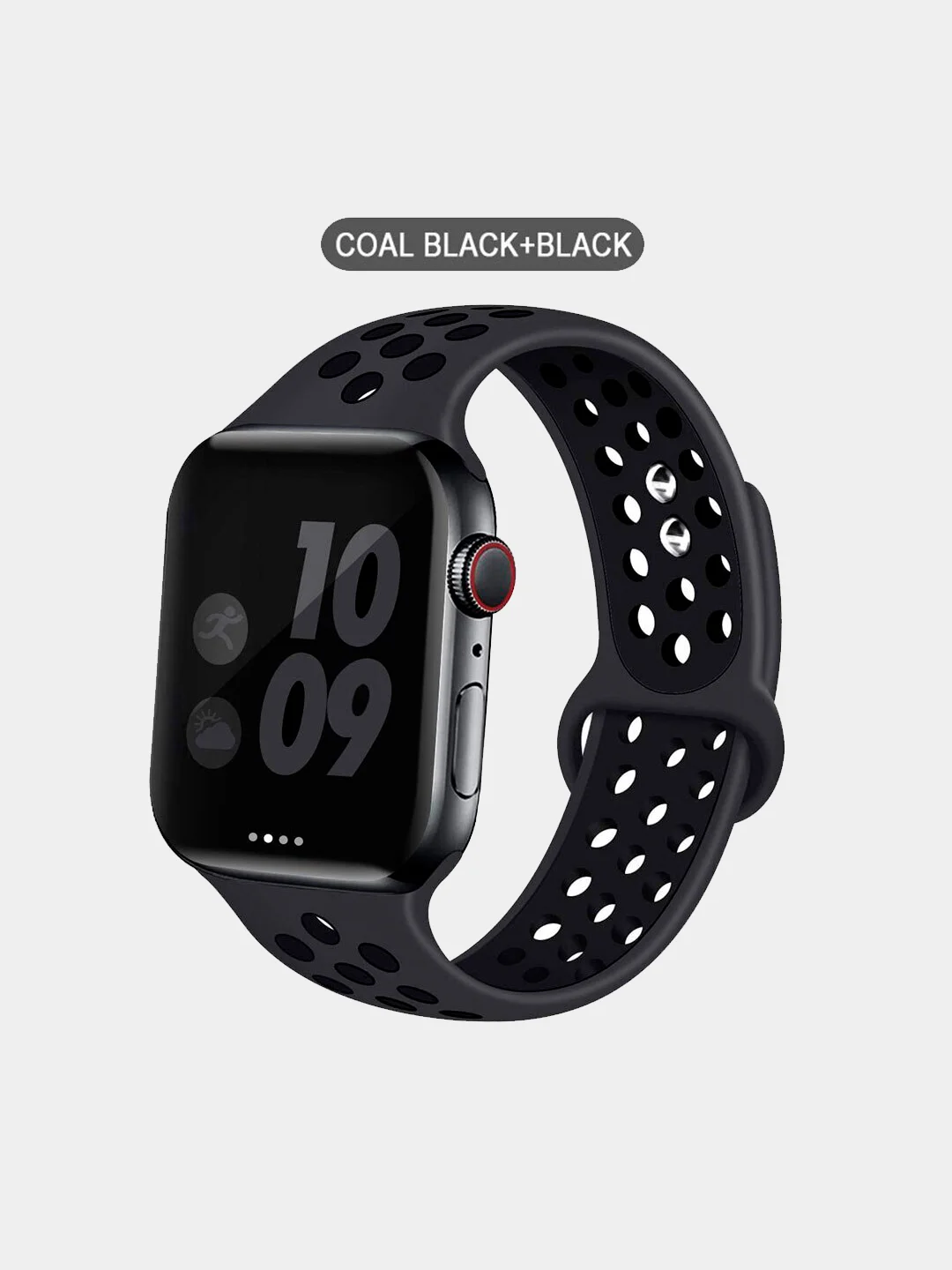 Черный спортивный силиконовый ремешок для Apple Watch 38 / 40 / 42 / 44 мм