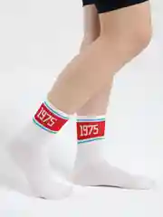 Красный носки с надписями белые