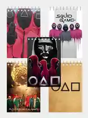 Оранжевый игра в кальмара блокноты, А6, 10х15 см