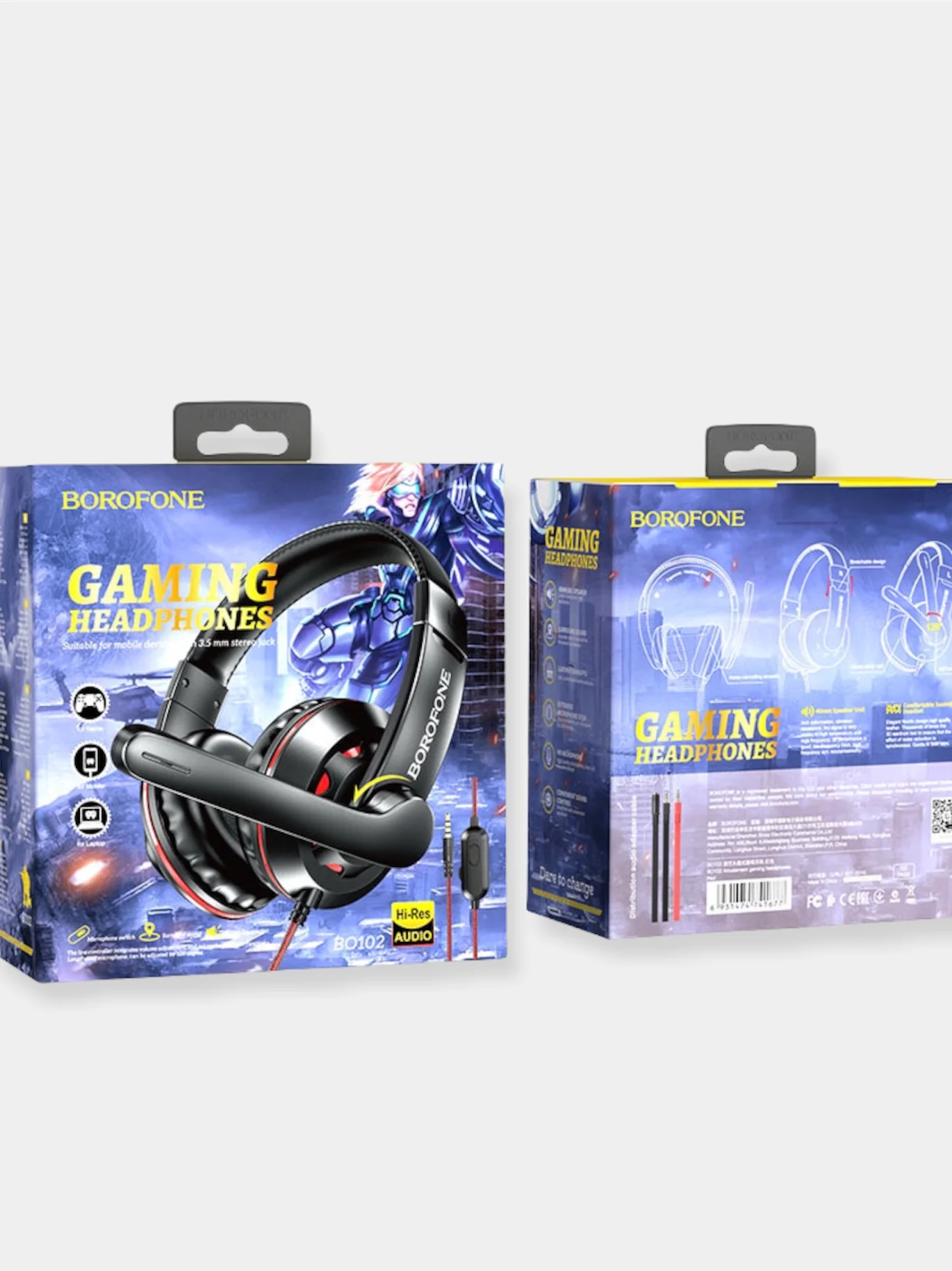 Игровые проводные наушники Borofone BO102 с всенаправленным микрофоном,3,5мм+USB,1,2 метра