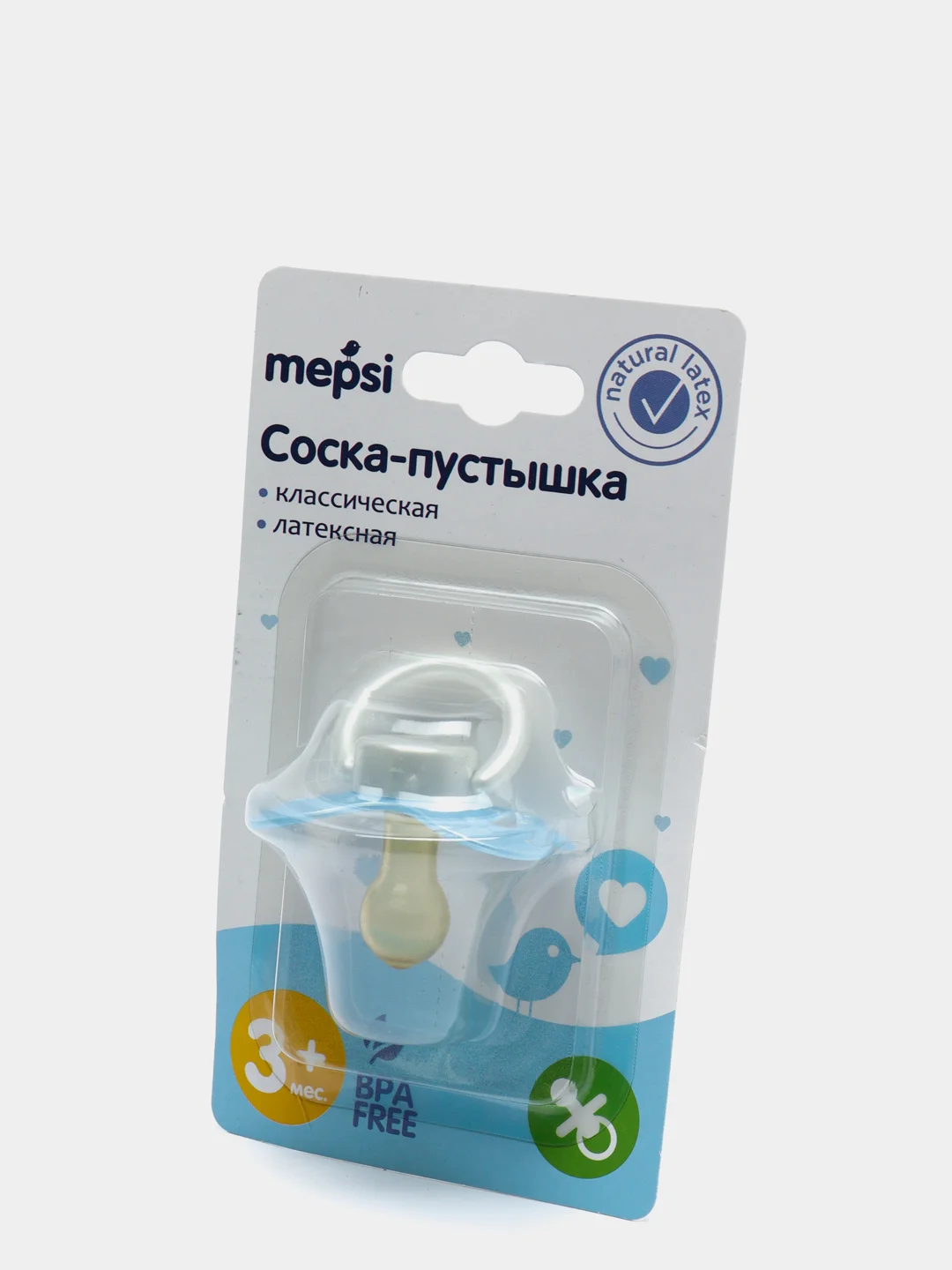 Голубой соска-пустышка латексная 3+ мес MEPSI 0322