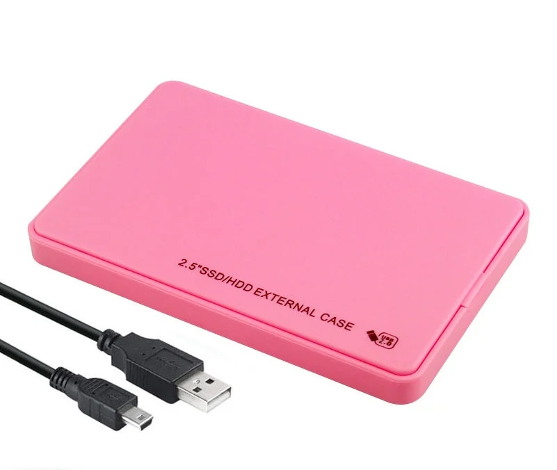 Розовый внешний корпус для жесткого диска HDD 2,5" USB 2.0