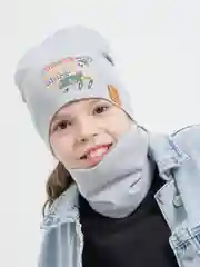 Черный шапка детская, комплект детский, комплект осенний, комплект для мальчика и девочки