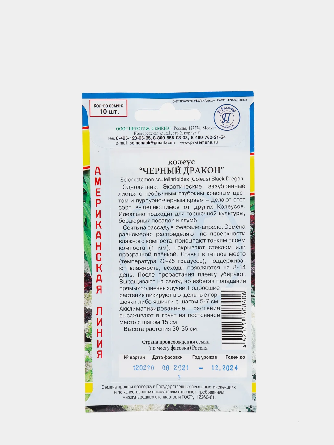 Семена цветов Колеус "Черный дракон", 10 штук