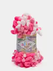 Кораллово-розовый пряжа Alize Puffy Color 100% Микрополиэстер 100г  9м
