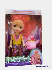 Бирюзовый игрушка "Кукла с любимой зверюшкой", 16 см