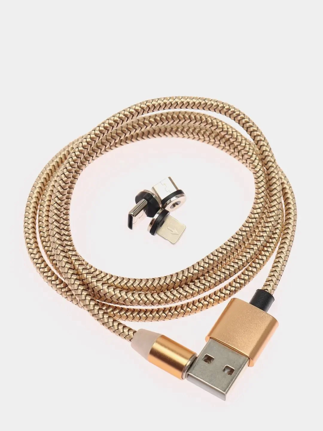 Золотой магнитный кабель без разъема 2.1А, разъёмы MicroUSB, Type-C, Lightning для Андроид, iPhone