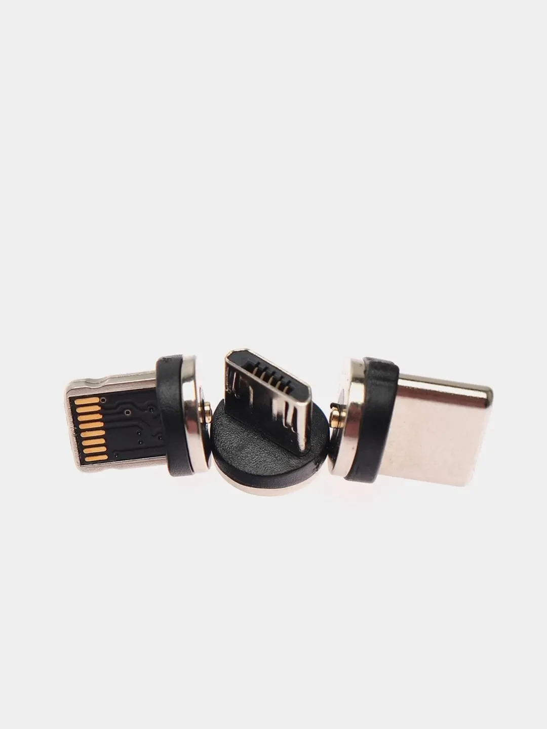 Золотой магнитный кабель без разъема 2.1А, разъёмы MicroUSB, Type-C, Lightning для Андроид, iPhone