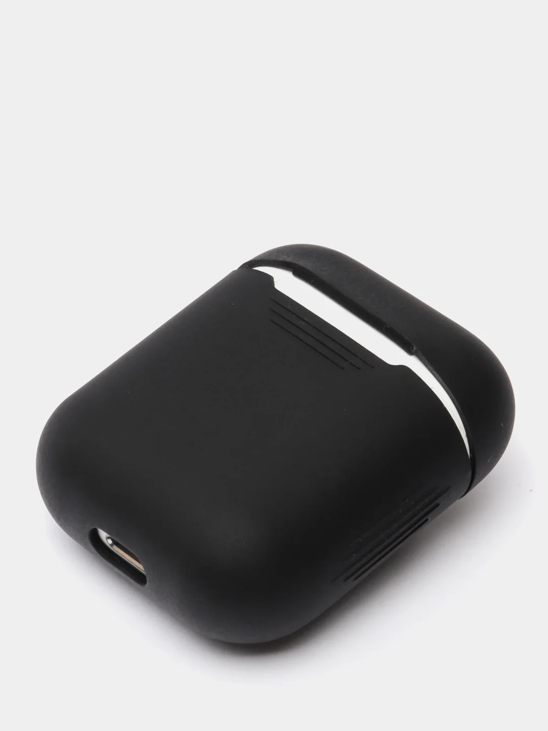 Черный чехол для наушников Apple AirPods (айр подс) силиконовый, TWS, приятный на ощупь
