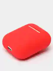 Красный чехол для наушников  Apple AirPods (айр подс) силиконовый, TWS, приятный на ощупь