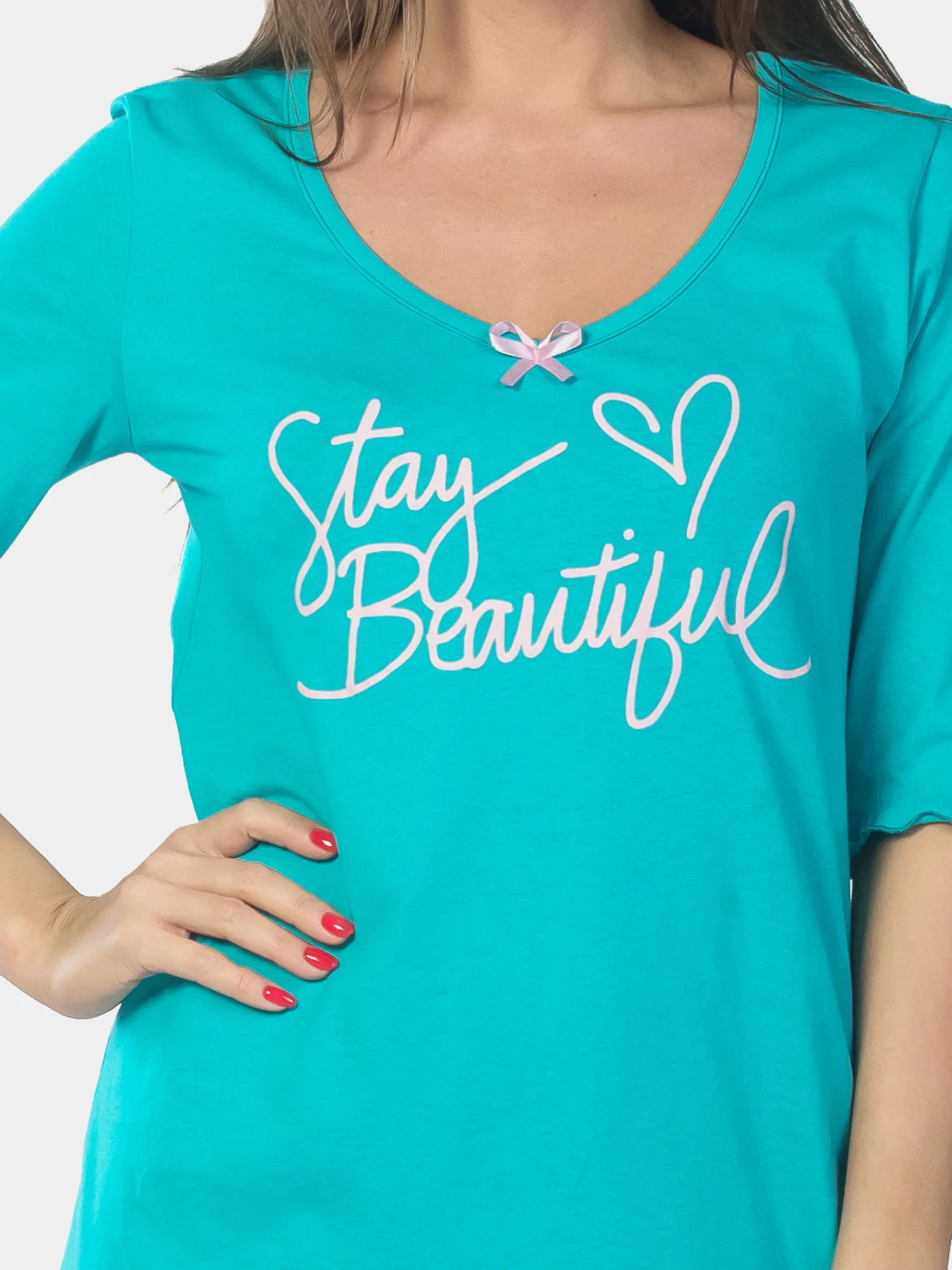 Сорочка женская KLERY "Stay beautiful, бирюзовый, КС1366П13