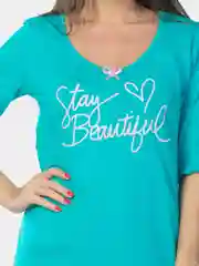 Сорочка женская KLERY "Stay beautiful, бирюзовый, КС1366П13