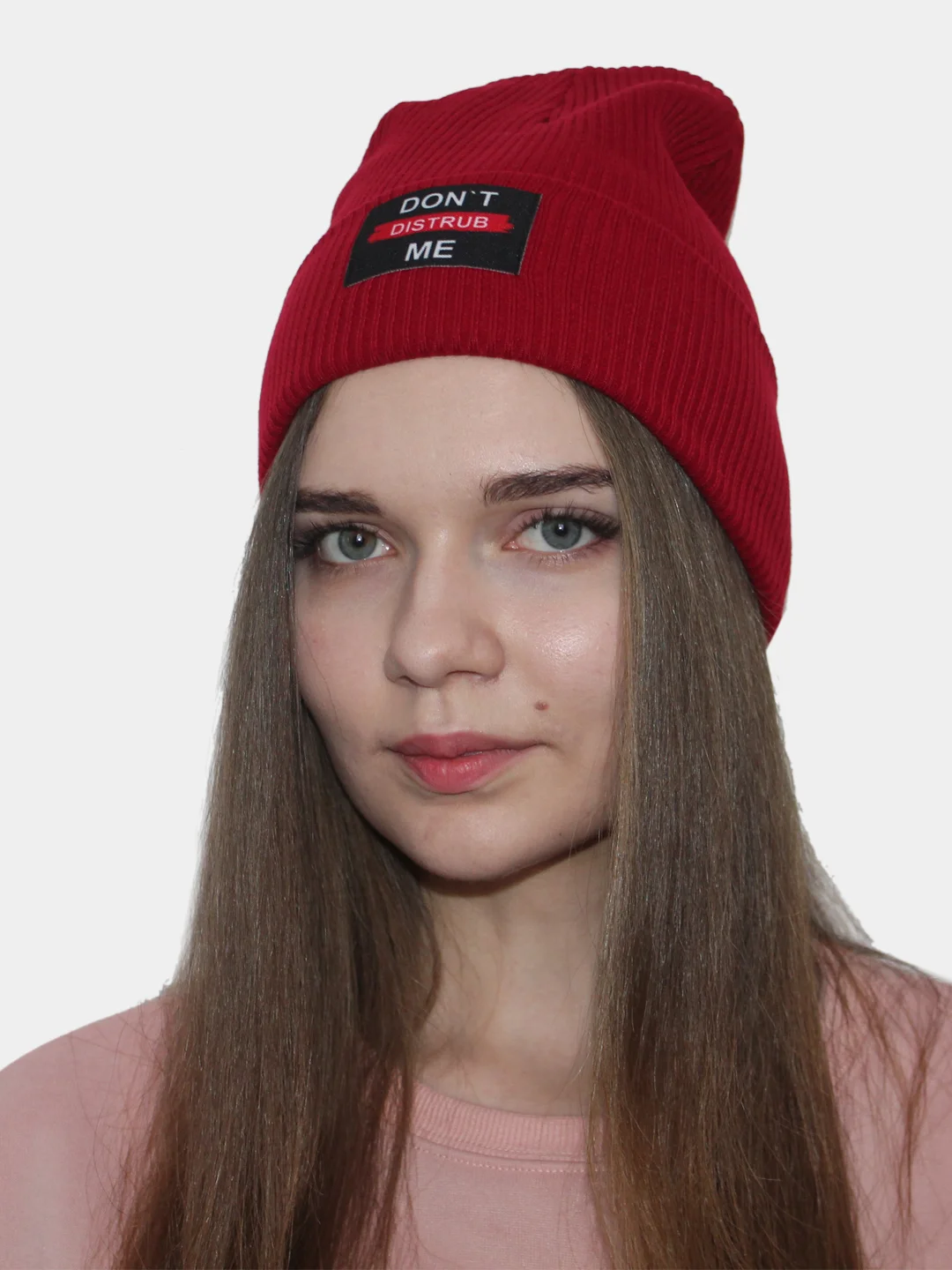 Красный шапка вязаная двойная "Чикаго", унисекс, сезон осень-весна