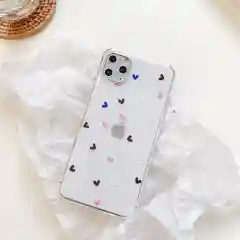 Прозрачный прозрачный чехол с дизайном сердечек и цветовiPhone11,11Pro,11ProMax,XS,XSMax,XR,X,7/8Plus