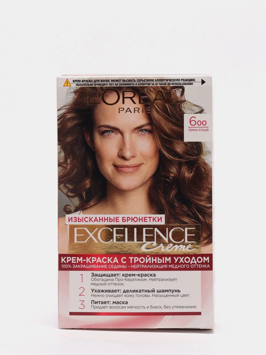 LOreal Paris Стойкая крем-краска для волос "Excellence", оттенок 6.00, Темно-русый