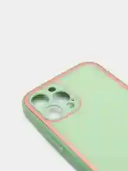 Салатовый наладка с имитацией стекла  и защитой для камеры iPhone 12 Pro
