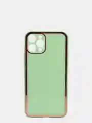 Салатовый наладка с имитацией стекла  и защитой для камеры iPhone 12 Pro