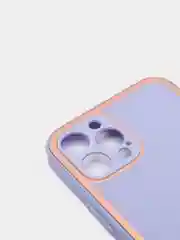 Сиреневый наладка с имитацией стекла  и защитой для камеры iPhone 12 Pro