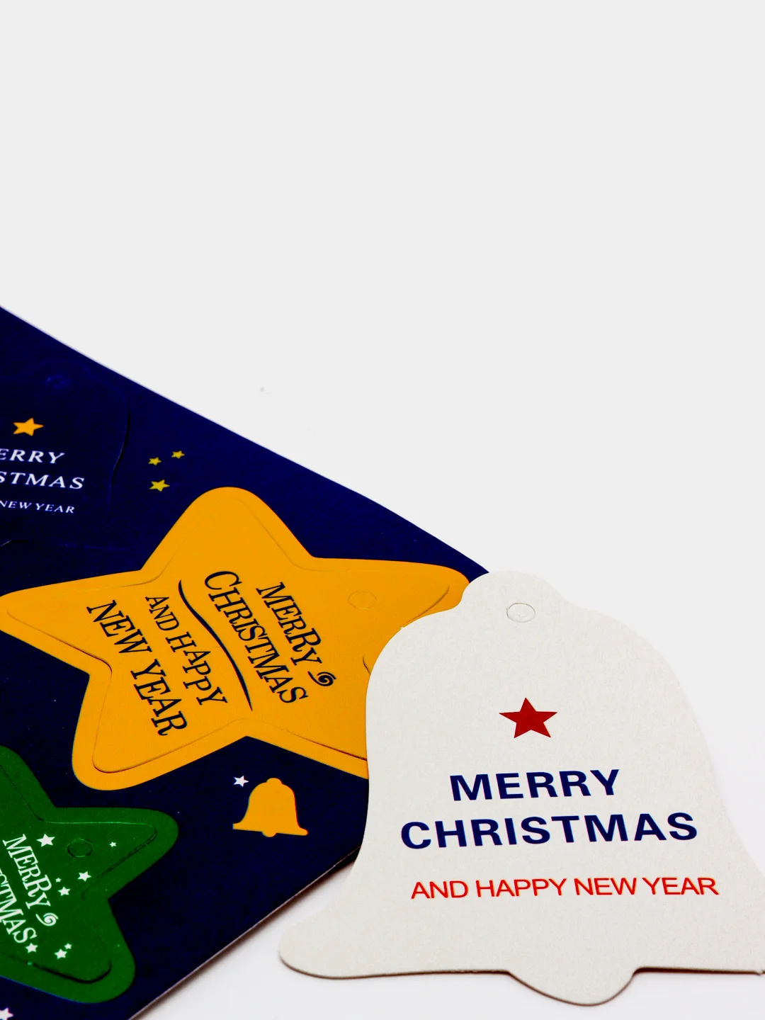 Темно-синий набор бирок "Merry Christmas and Happy New Year"