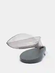 Серый металлик мыльница со сливом на присосках в виде листа