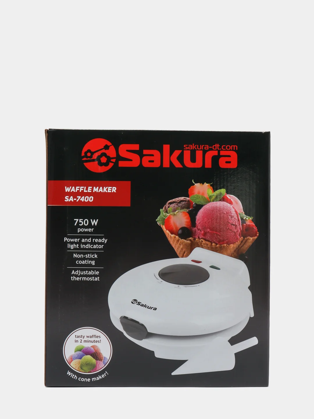 Вафельница Сакура SA-7400 750Вт пласт+конус для рожка