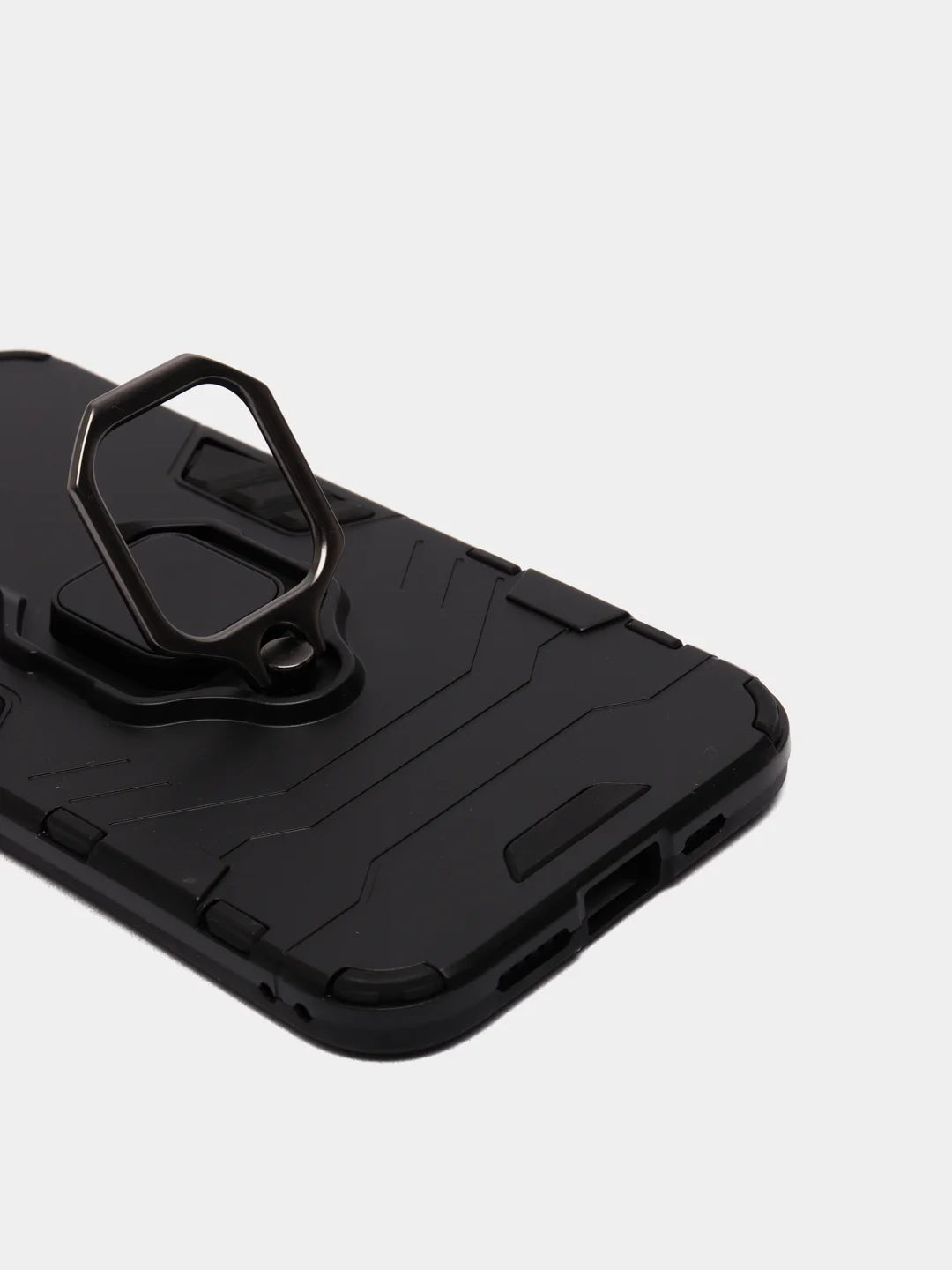 Черный чехол противоударный с кольцом-держателем на Apple iPhone 13 (Айфон 13)