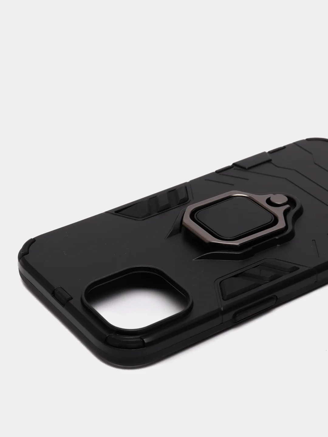 Черный чехол противоударный с кольцом-держателем на Apple iPhone 13 (Айфон 13)
