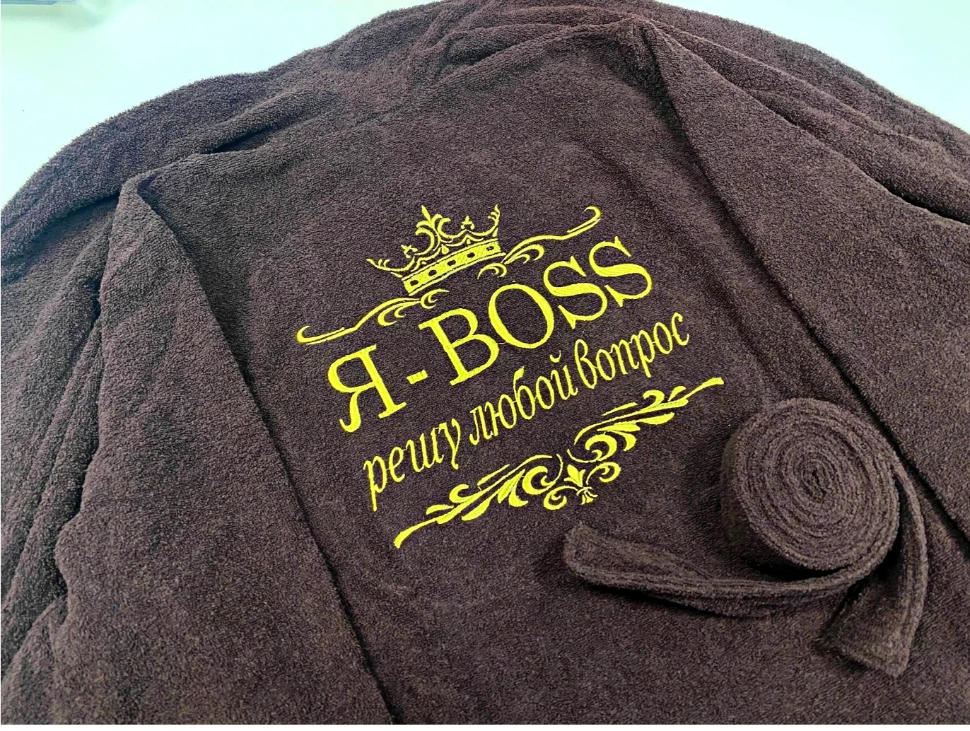Махровый халат "Я BOSS - решу любой вопрос"
