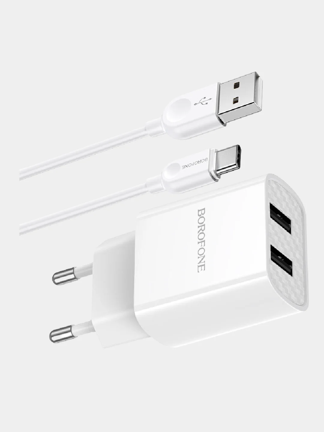 Черный зарядное устройство Borofone BA53A, 2USB, Micro-USB, Type-C, iPhone