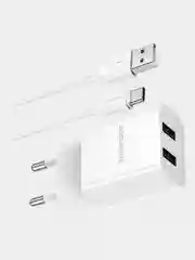 Черный зарядное устройство Borofone BA53A, 2USB, Micro-USB, Type-C, iPhone